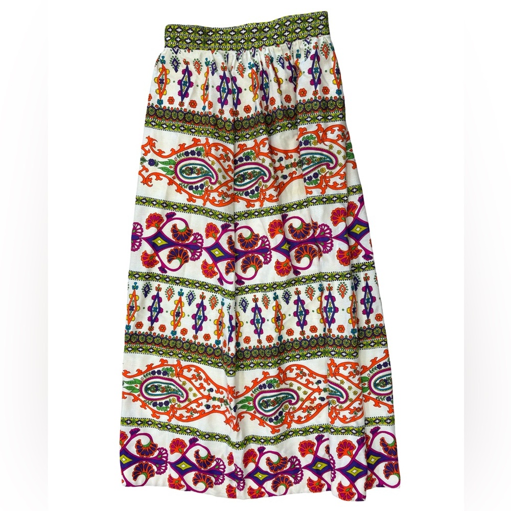 ALEX COLEMAN VINTAGE BOHO 1970’s FLORAL & PAISLY VIBRANT MAXI SKIRT SZ:30 - Picture 2 of 9